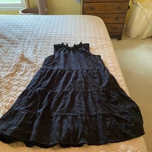 Black cotton Loft embroidered dress size L